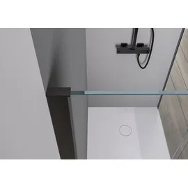 Bernstein Eckdusche DX906 FLEX Schiebetür Soft-Close 8mm Nano Echtglas Schwarz matt 80x160cm