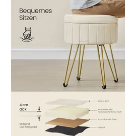 Songmics Sitzhocker Samt Weiß