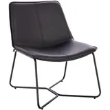 Svita Loungesessel Cocktailsessel Clubsessel ohne Armlehnen Metall-Gestell Leder-Optik Schwarz