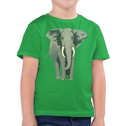 Shirtracer T-Shirt Elefant - Tiermotiv Animal Print - Jungen Kinder T-Shirt tshirt elefant kinder - elefanten shirt grün 104 (3/4 Jahre)