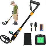 RNPKZ Metalldetektor Kinder Wasserdicht, Leichter Metalldetektor mit LCD und Tonanzeige, Hochempfindlicher Metal Detector mit Rechen, Schaufel, Rucksack, Akustische Signale, Erkundung im Freien