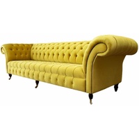 JVmoebel Chesterfield-Sofa, Sofa 4 Sitzer Wohnzimmer Chesterfield Klassisch Design Sofas gelb