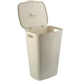 KETER CURVER Wäschekorb Softex 56 l – elegantes Design – leicht, stapelbar und praktisch – 70% recycelt – geräumige Größe 59 x 43 x 34 cm – Elfenbeinfarben
