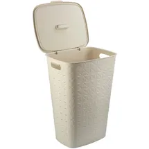 KETER CURVER Wäschekorb Softex 56 l – elegantes Design – leicht, stapelbar und praktisch – 70% recycelt – geräumige Größe 59 x 43 x 34 cm – Elfenbeinfarben
