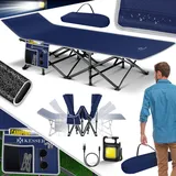 Kesser KESSER® Campingbett Feldbett Klappbar Klappbett Campingliege inkl. Tragetasche + Seitentasche Stabiles Feldbett 250kg Belastbar Metallrohr 600D Oxfordgewebe Tragbar Liege Reise Bequem