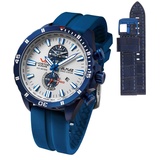 Vostok Europe Almaz Space Station Limited Edition Chronograph Herrenuhr + Vostok Armband - Blau/Weiß