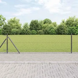 vidaXL Maschendrahtzaun mit Pfosten Grau 0,6 x 25 m Stahl
