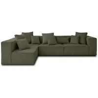 Lisa Design Colombine - modulares Ecksofa links - 5 Sitzplätze - Großer geripptem Cord , Grün - Grün