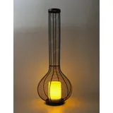 Solar Laterne XXL 75cm Höhe mit LED Kerze Solarlampe Solarleuchte Lampe Gartenleuchte Gartenlampe Solarlaterne Schwarz