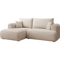 Selsey Ovo Mini - Eckschlafsofa linksseitig mit Stauraum, Easy-Clean-Chenille-Bezug, creme - Creme