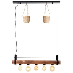 BRILLIANT Lampe, Bankwood Pendelleuchte 5flg schwarz/holzfarbend, 5x A60, E27, 28W, Holz aus nachhaltiger Waldwirtschaft (FSC)
