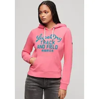 Superdry Kapuzensweatshirt »VARSITY FLOCKED GRAPHIC HOODIE«, Gr. S, Fluro pink , 20183736-S
