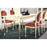 Casa Padrino Luxus Barock Esszimmer Set Creme / Gold / Orange - Ausziehbarer Küchentisch mit 4 Esszimmerstühlen - Esszimmermöbel im Barockstil