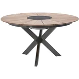 Diamond Garden Tisch LYON Ø 140 cm, Edelstahl Dunkelgrau / Recycled Teak Fase