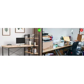 seddō Schwarzer Loft-Computertisch mit Metallregalen für Büro oder Schule - Schwarz