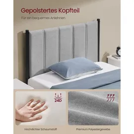 VASAGLE Polsterbett 90 x 200 cm Grau