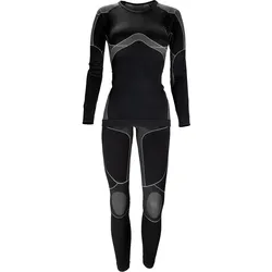 Funktionsunterwäsche Damen Set | Thermounterwäsche | Seamless | Schwarz/Grau L