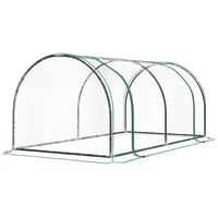 Outsunny Gewächshaus Treibhaus mit Tür 200x100x80cm, Frühbeet aus Stahl und PVC für Pflanzenaufzucht und Garten Aosom.de