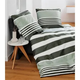 JANINE Bettwäsche Mako-Satin Bettwäsche J.D. 87108 dunkles salbeigrün 135x200 cm + 80x80 cm