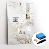 Tulup Magnettafel, Gold, Weiß, Glas, 90x60x0.4 cm, Dekoration, Magnettafeln