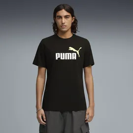 Puma T-Shirt "Essentials 2 Colour No. 1 Logo T-Shirt Herren", Jungen, Gr. XS, schwarz apple spritz grün, Obermaterial: 100% Baumwolle. Rippe: 80% Baumwolle, 20% Polyester, bedruckt, regular fit, Rundhals, Shirts T-Shirt