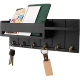 Schlüsselbrett mit Ablage, Schlüsselbrett Holz mit Regal Enthält Briefhalter und