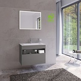 Keuco Stageline Waschtisch-Unterschrank 32862290000 80 x 62,5 x 49 cm, Lack Inox Seidenmatt, Glas Inox satiniert, ohne Elektrik