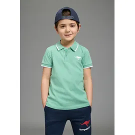 KangaROOS Poloshirt KANGAROOS "Kangaroos 2er Pack Poloshirts", Jungen, Gr. 140/146, grün (marine, grün), Piqué, Obermaterial: 95% Baumwolle, 5% Elasthan, bestickt, Basic, Rippbündchen, Shirts, Kurzarm, Basic Passform, mit Logostickerei, mit Seitenschlitzen