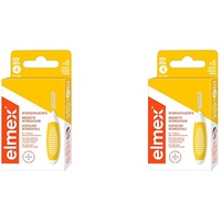 elmex Interdentalbürste gelb (Größe 4, 0,7mm), 1 x 8 Stück - Interdentalbürsten für die Reinigung mittlerer Zahnzwischenräume (Packung mit 2)