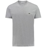 Lacoste T-Shirt mit Rundhalsausschnitt und Label-Stitching, Silber Melange, S