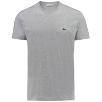 Lacoste T-Shirt mit Rundhalsausschnitt und Label-Stitching, Silber Melange, S