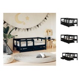 vidaXL Kinderbett Kinderbett mit Schubladen Schwarz 70x140 cm Massivholz Kiefer schwarz