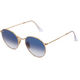 Ray Ban Round Flat Lenses RB3447N 001/3F 53-21 polished gold/light blue
