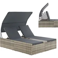 Juskys Syros Polyrattan Doppelliege Grau-meliert