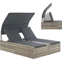 Juskys Syros Polyrattan Doppelliege Grau-meliert