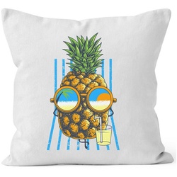 Autiga Dekokissen Kissenbezug chilling Ananas Pinapple Sommer Beach Cocktail 40×40 Autiga® weiß