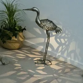 ETC Shop LED Solarleuchte, Kranich grau, Höhe 77 cm