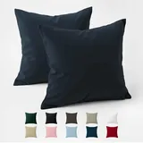 Dreamzie Kissenbezug 60x60 Baumwolle Renforcé (2er-Set) - Dunkelblau - Dicht gewebt mit 57 Fäden/cm2 - Kissenhülle 60x60 cm - Oeko Tex Zertifiziert