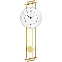 AMS Funk-Pendelwanduhr "F5315", grau (messingfarben), Wanduhren, B/H/L: 23cm x 7cm x 65cm, Quarzuhr, Metallgehäuse,Esszimmer,Wohnzimmer