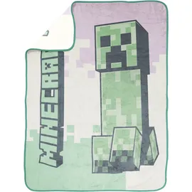 Minecraft Creeper Bettüberwurf 130 x 150 cm Grün/Rosa