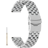 Edelstahl-Uhrenarmband 20mm 22mm 24mm Schraubbefestigung Metallglieder Uhrenarmband Faltschließe Ingenieur-Uhrenarmbänder für Herren und Damen schwarz silber (24mm, Silber)