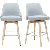 miliboo Barhocker Hasta skandinavisches Design hellgrauer Bezug H65 cm (2er-set)