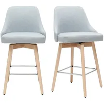 miliboo Barhocker Hasta skandinavisches Design hellgrauer Bezug H65 cm (2er-set)