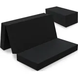 Klappmatratze 3-teilig, Gästematratze mit extra dicken Schaumstoff, ELONEO, 15 cm hoch, waschbarer Bezug, geeignet für Hausstauballergiker, schadstoffgeprüft schwarz