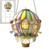 Eventerde Solare Heißluftballon Lampe | Solar Laterne Mit Flackernder Flamme | 2D Dekorative Flackerflammen Laterne Für Garten Party Geburtstag Terrasse Außenbereich