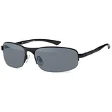 Stylebreaker Unisex Halbrand Sonnenbrille mit rechteckigen Polycarbonat Gläsern und Federscharnier, 09020051, Farbe:Gestell Schwarz/Glas Grau getönt - Einheitsgröße