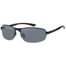 Stylebreaker Unisex Halbrand Sonnenbrille mit rechteckigen Polycarbonat Gläsern und Federscharnier, 09020051, Farbe:Gestell Schwarz/Glas Grau getönt - Einheitsgröße