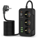 TECH-PROTECT Steckdosenleiste 2 m Schwarz 3 St.