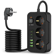 TECH-PROTECT Steckdosenleiste 2 m Schwarz 3 St.