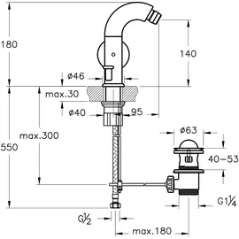 Vitra Liquid Einhebel-Bidetmischer mit Ablaufgarnitur Chrom A42758